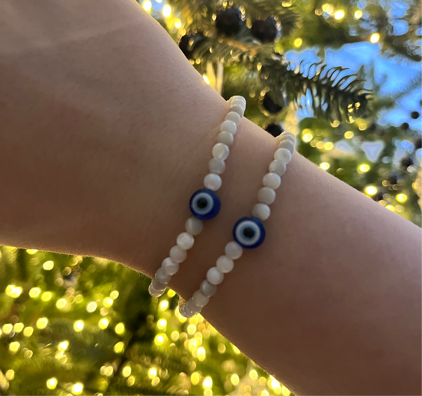 Mother of Pearl Evil Eye Bracelet